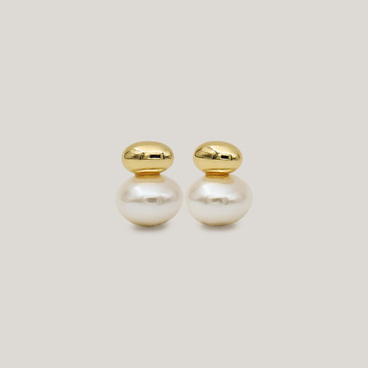 Chunky pearl earring gold